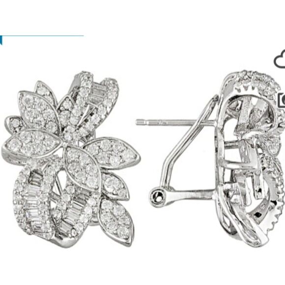 White Cubic Zirconia Rhodium Over Sterling Silver Bella Luce Earrings - Picture 1 of 7